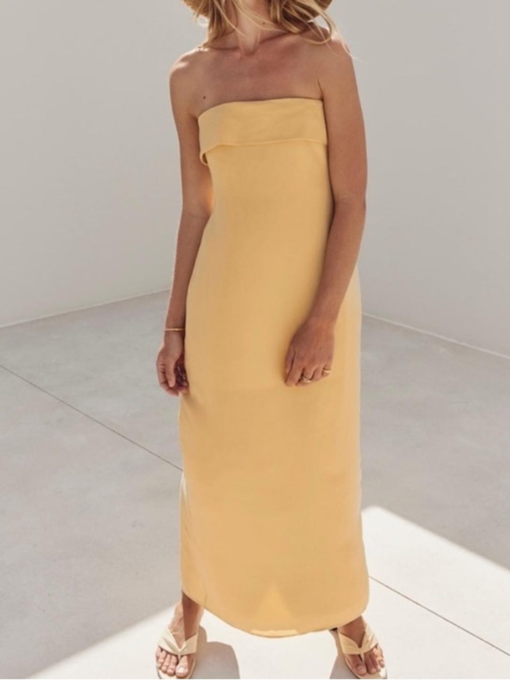 Dissh Kai Strapless Linen Blend Maxi Dress Lemon Yellow 6